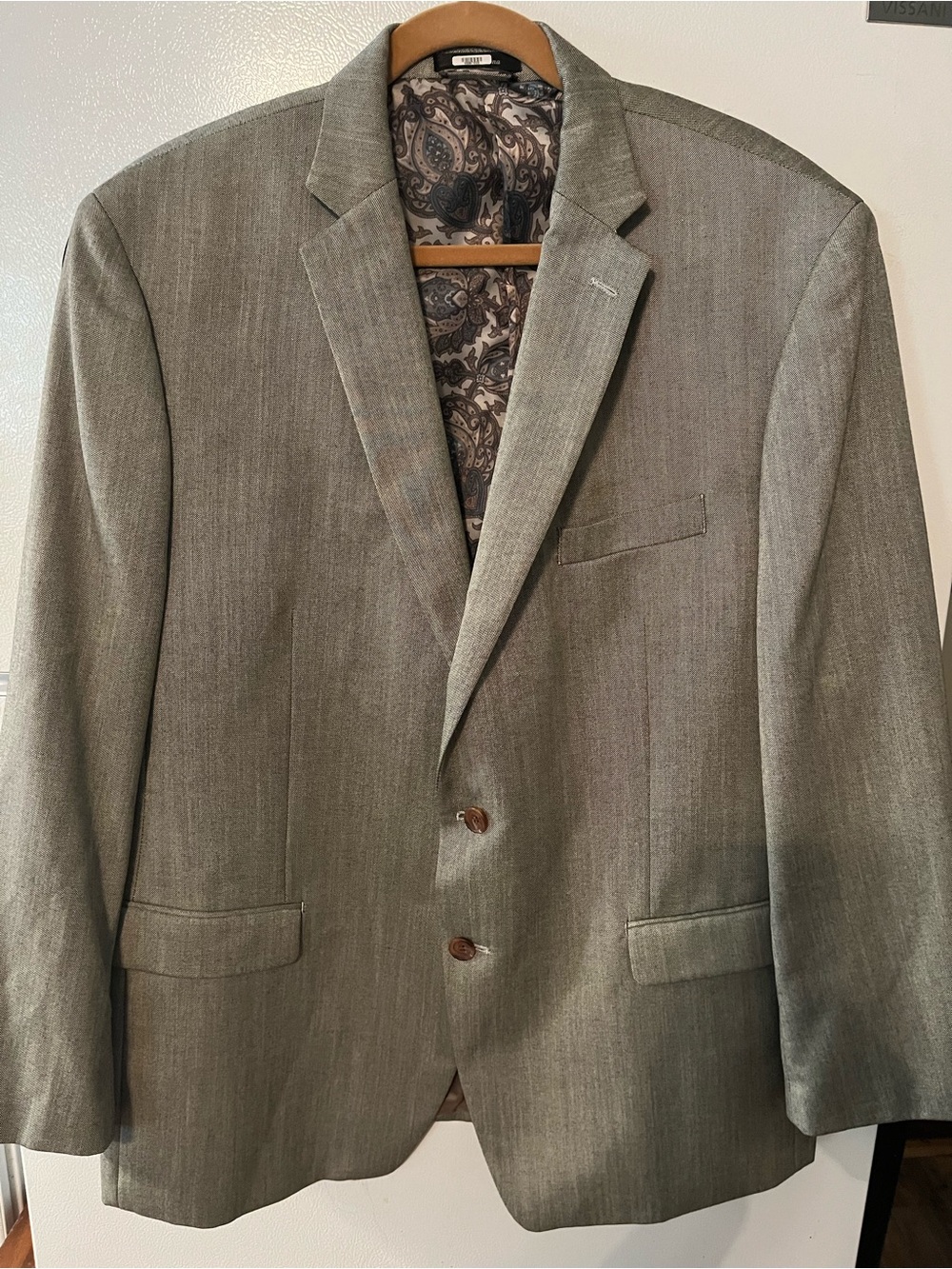 Lauren Ralph Lauren Men's Light Gray Two-Button Sport Coat with Paisley Lining